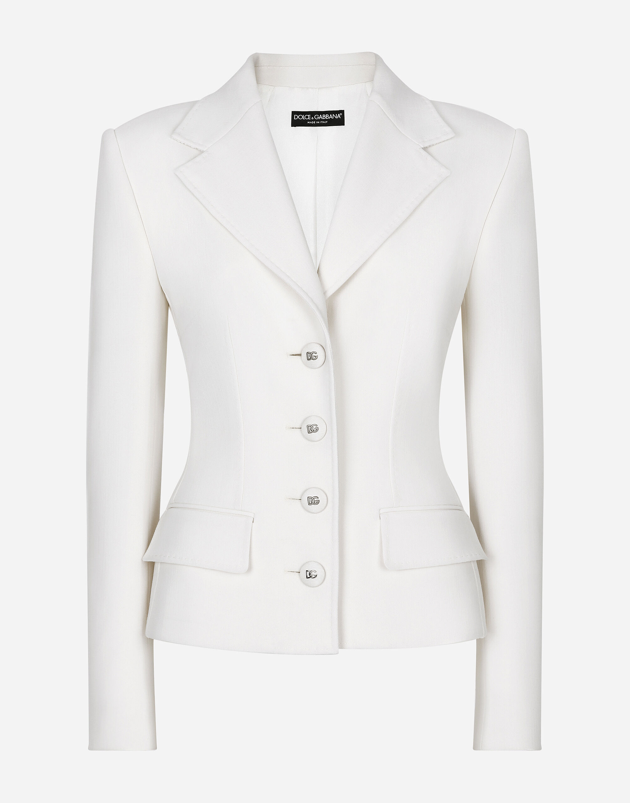 Dolce & Gabbana Single-breasted woolen jacket White F29UCTFJTBV