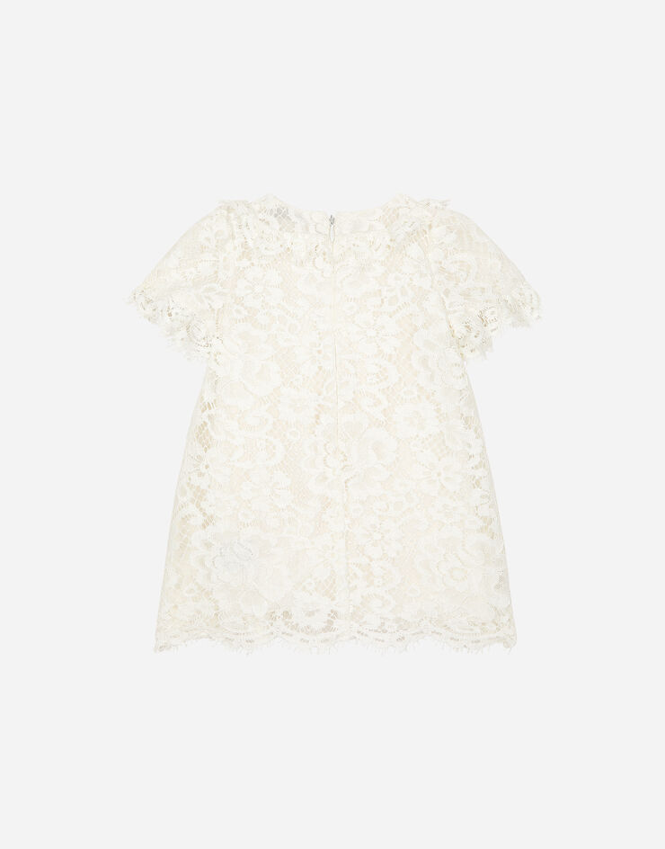Dolce & Gabbana Lace dress with DG logo White L23DZ9HLMEA