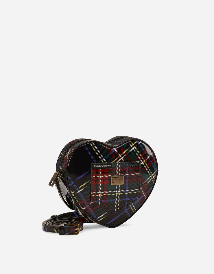 Dolce & Gabbana Tasche DG Girlie Heart aus glänzendem Kalbsleder mit Tartan-Print Mehrfarbig EB0248AI412