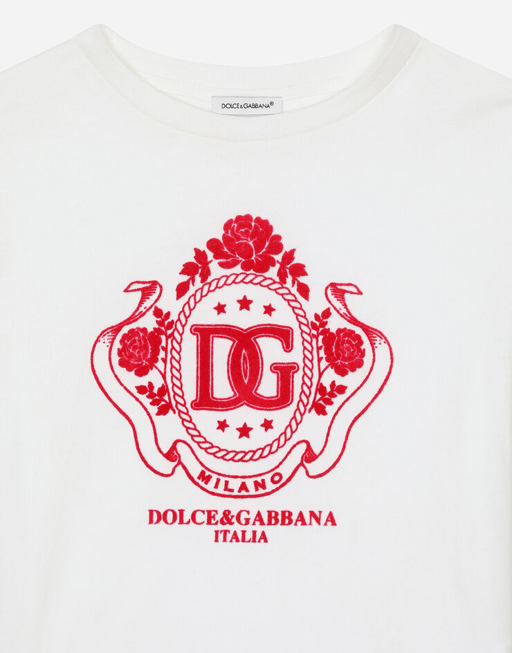 Dolce & Gabbana Jersey T-shirt with DG logo White L5JTNLG7N0Z