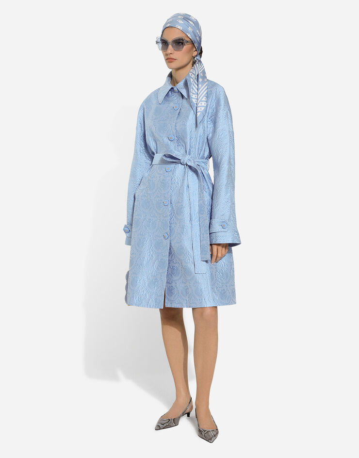 Dolce & Gabbana Quilted floral jacquard trench coat Azure F0C3RTHJMOK