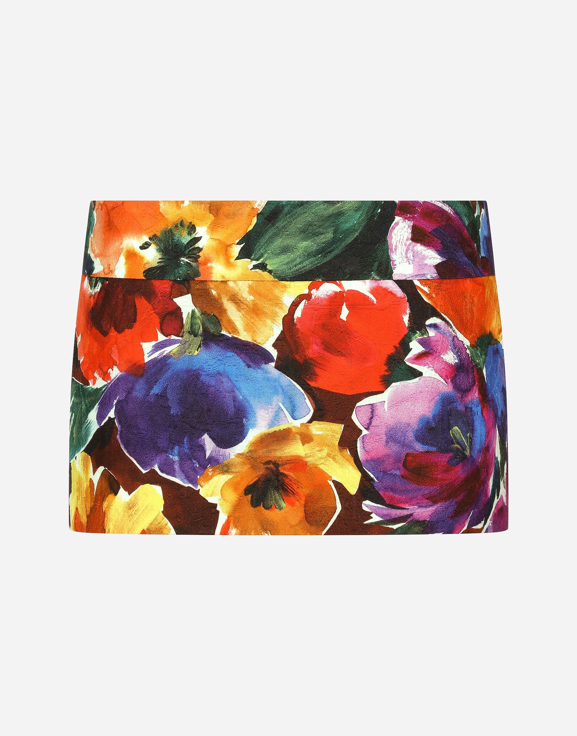 ${brand} Brocade miniskirt with abstract flower print ${colorDescription} ${masterID}