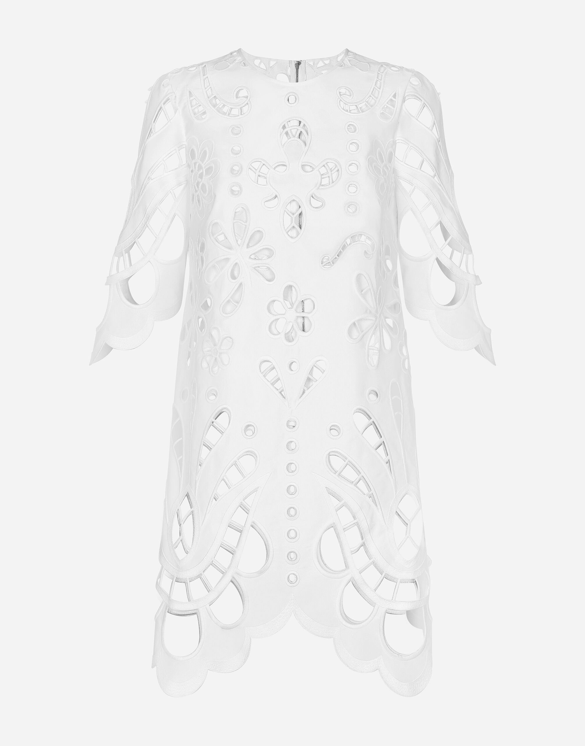 Dolce & Gabbana Cotton midi dress with cut-out detailing White F7AB4ZGDCKB