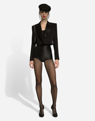 ${brand} Short double-breasted wool gabardine tuxedo jacket ${colorDescription} ${masterID}