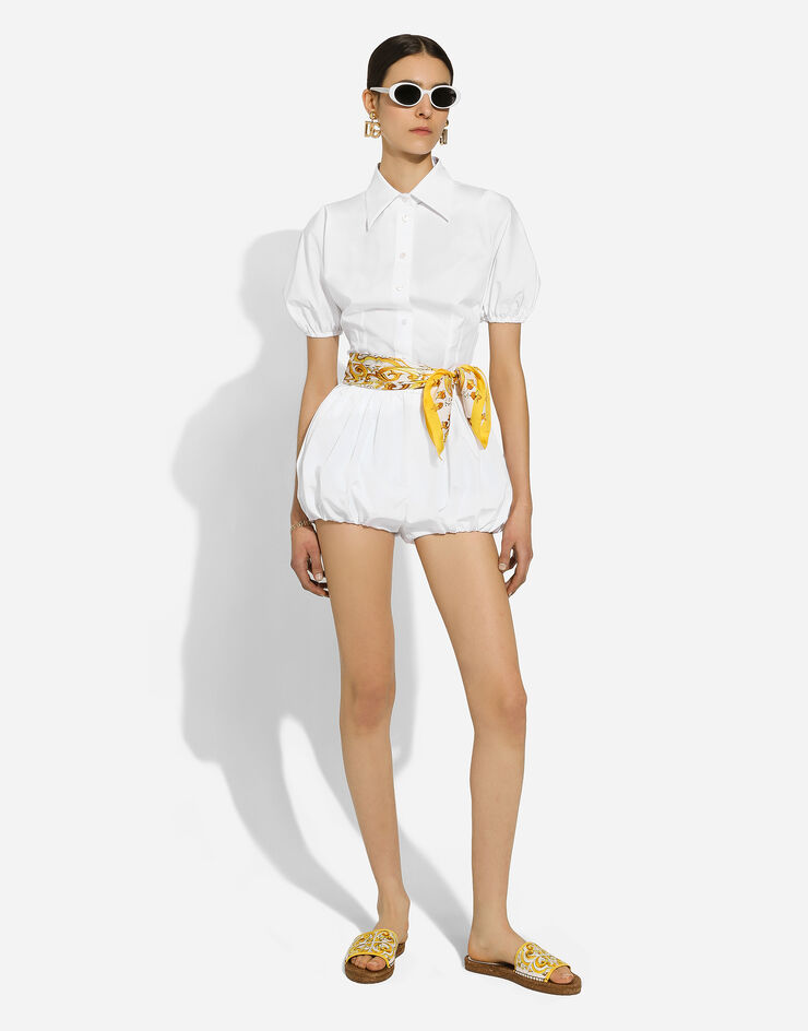 Dolce & Gabbana Shorts culotte de corte globo en popelina de algodón Blanco FTC5HTFU61D