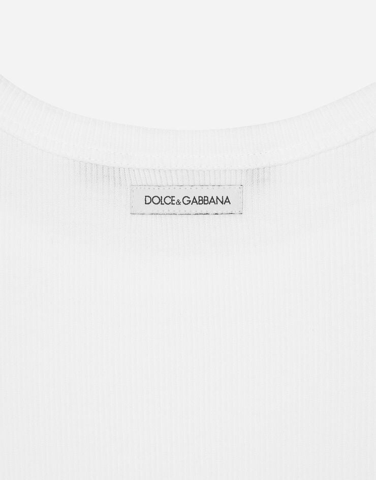 Dolce & Gabbana Geripptes Tanktop aus Baumwolle Weiss F8U09TFU7AV