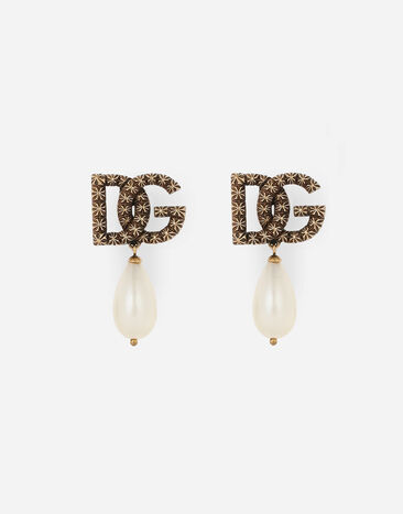 ${brand} Drop earrings with teardrop pearl and DG logo ${colorDescription} ${masterID}