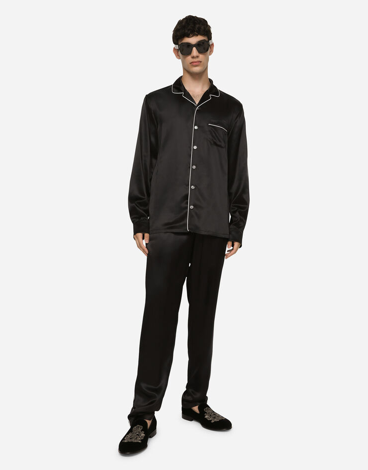 Dolce & Gabbana Silk pajama shirt Black G5EM2TFU1AU