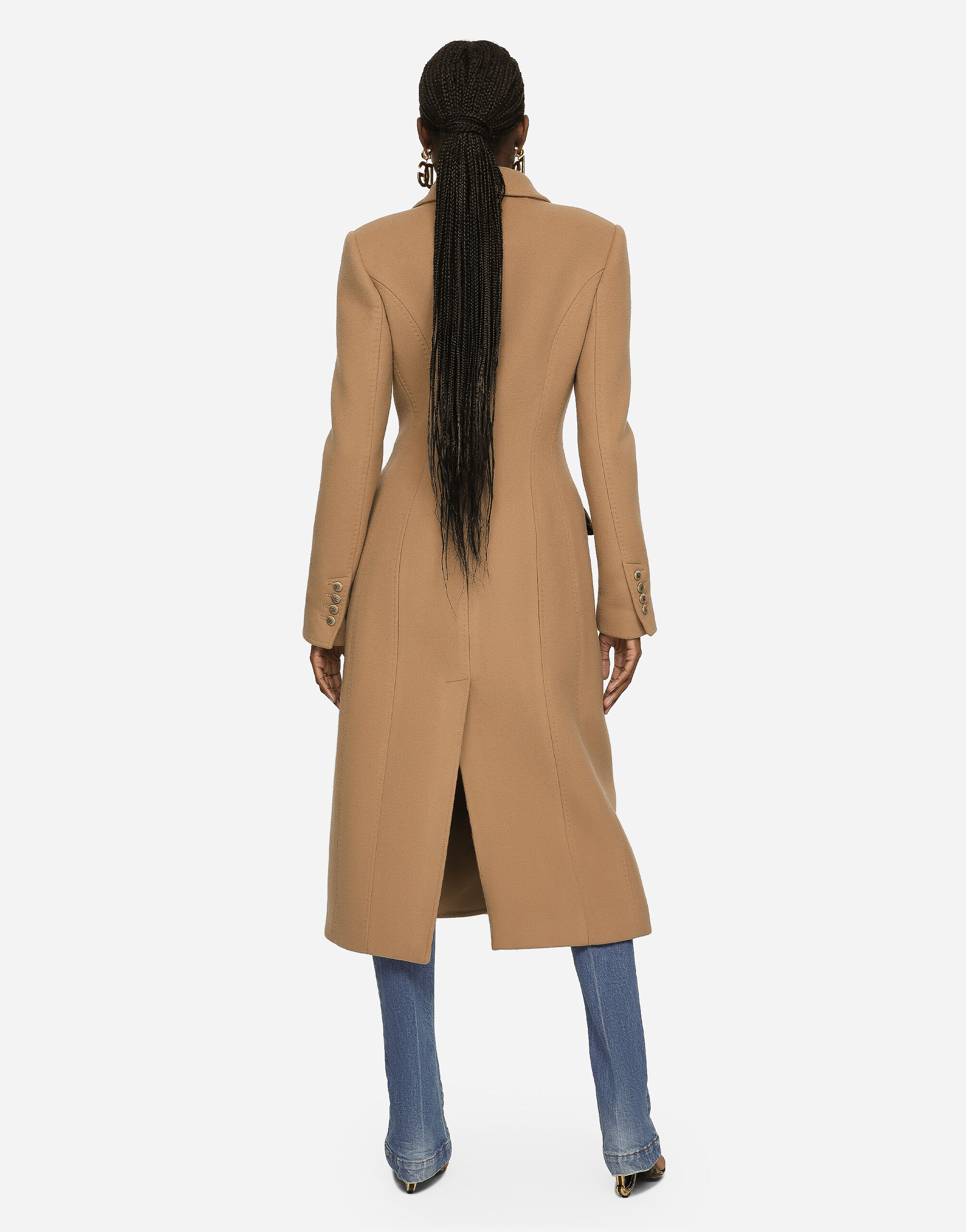 Long double-breasted wool and cashmere coat in Beige for 