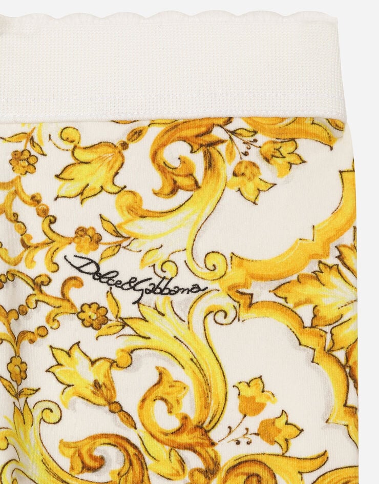 Dolce & Gabbana Leggings aus Interlock mit gelbem Majolika-Print Drucken L2JP5BHPGF4