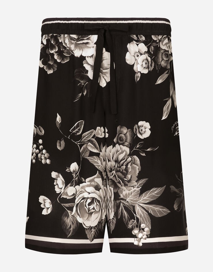 Dolce & Gabbana Bermuda de jogging en soie à imprimé fleurs Imprimé GV37ATHI1TX