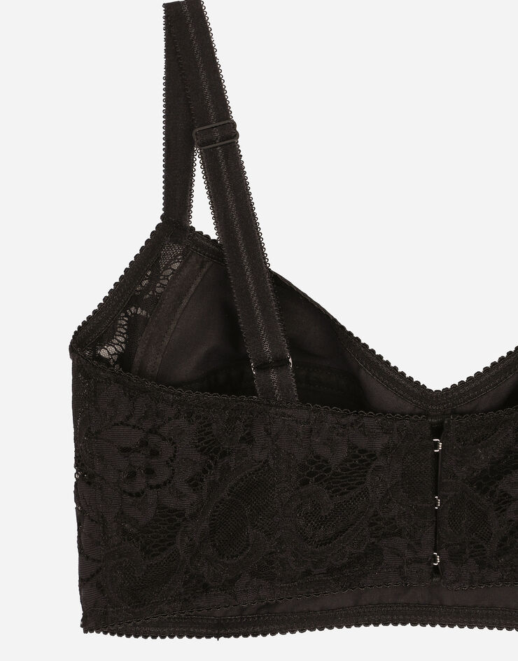 Dolce & Gabbana Top bralette in raso e pizzo Nero F7AC9TGDCL9