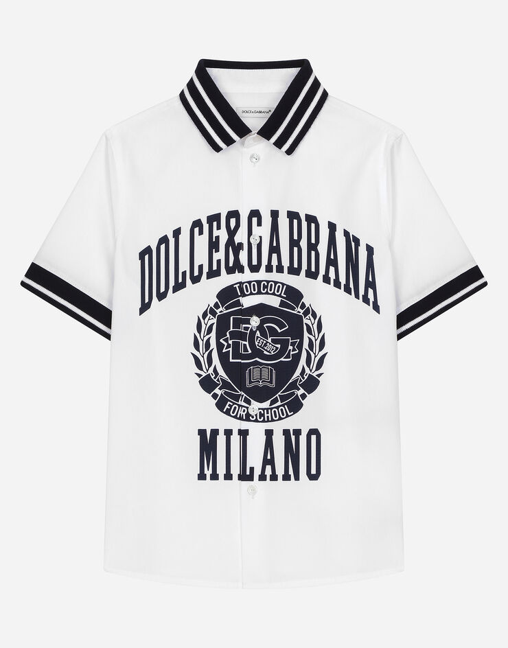 Dolce & Gabbana Polo tipo camisa de popelina con logotipo Dolce&Gabbana Blanco L43S57G7NML