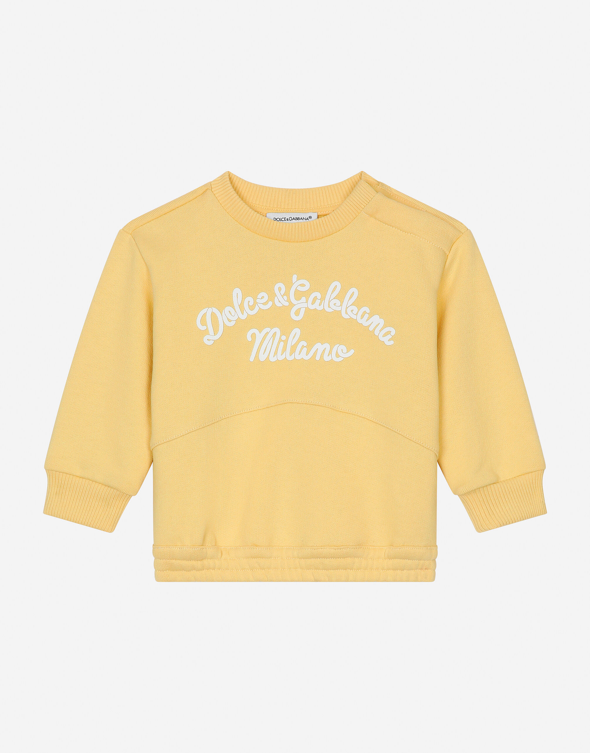 Dolce & Gabbana Jersey round-neck sweatshirt with Dolce&Gabbana logo Yellow L2JWAXG7NUR