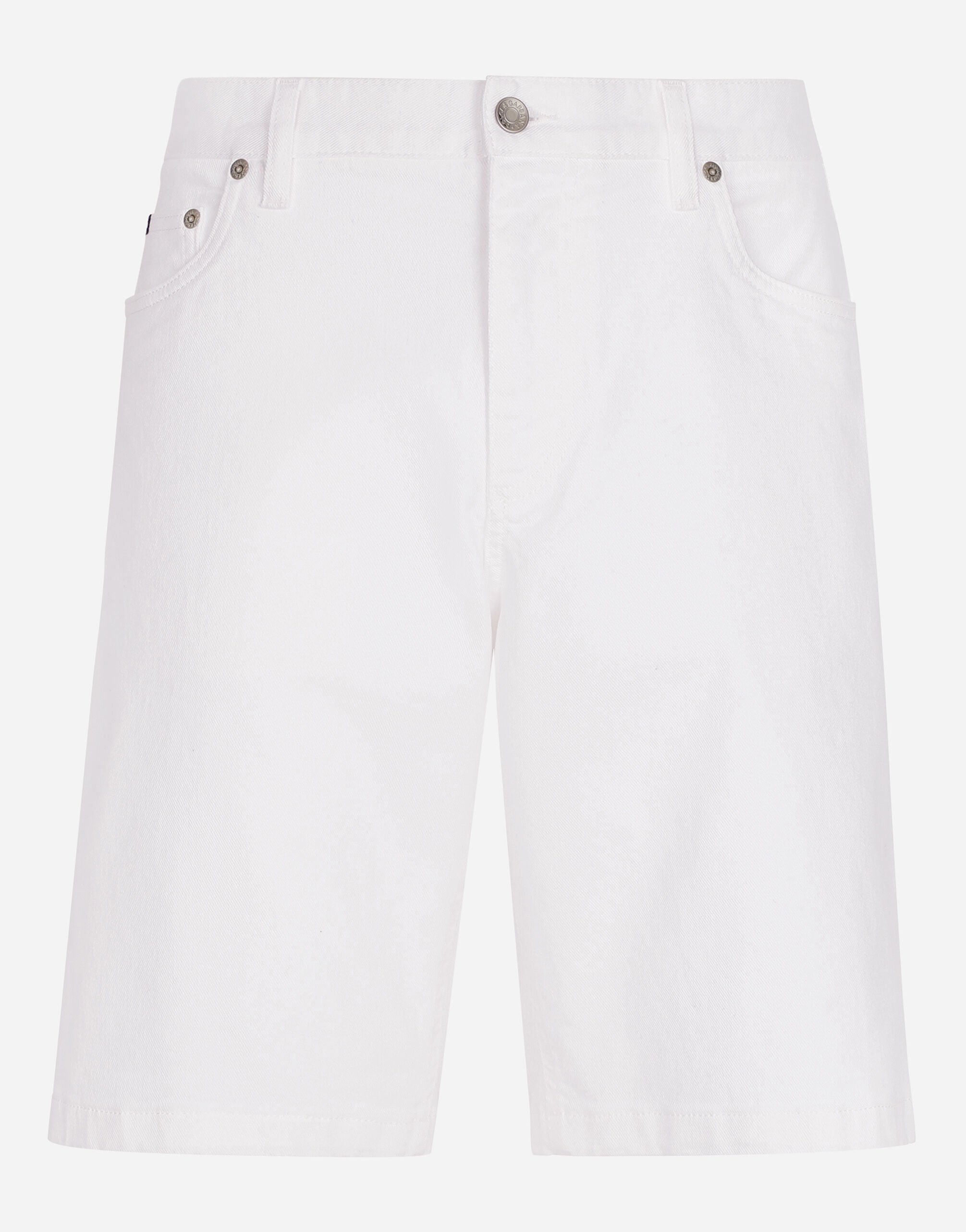 ${brand} White stretch denim shorts ${colorDescription} ${masterID}