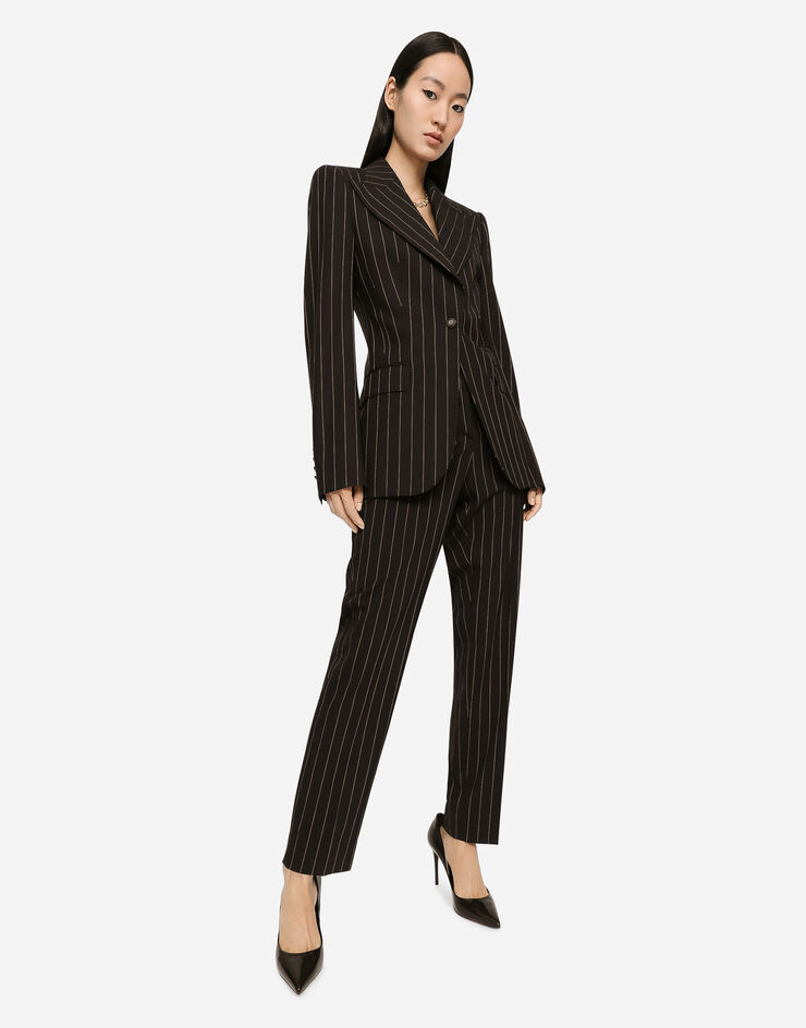 High-waisted pinstripe wool pants in Dolce&Gabbana® for US | Multicolor