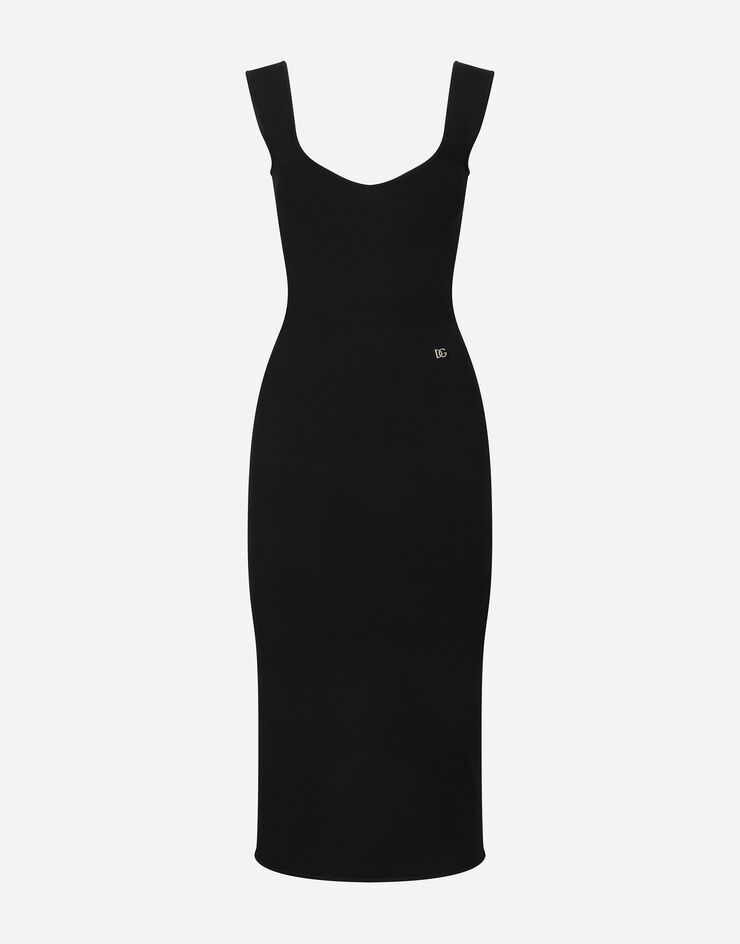 Dolce & Gabbana Vestido sin mangas en punto de viscosa Negro FXS10TJFMEV