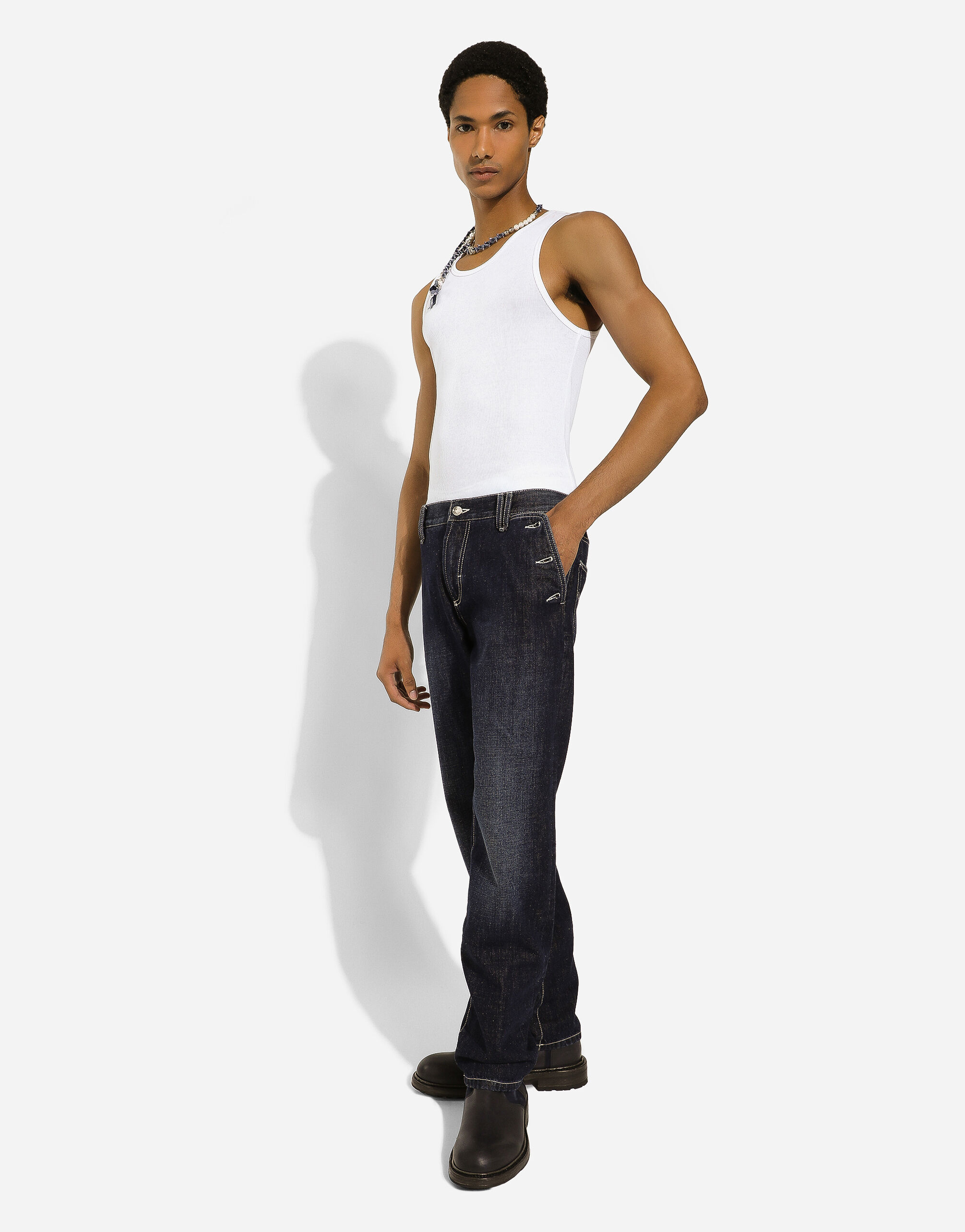 Classic blue denim jeans with sailor-style pocket in Blue for Men 