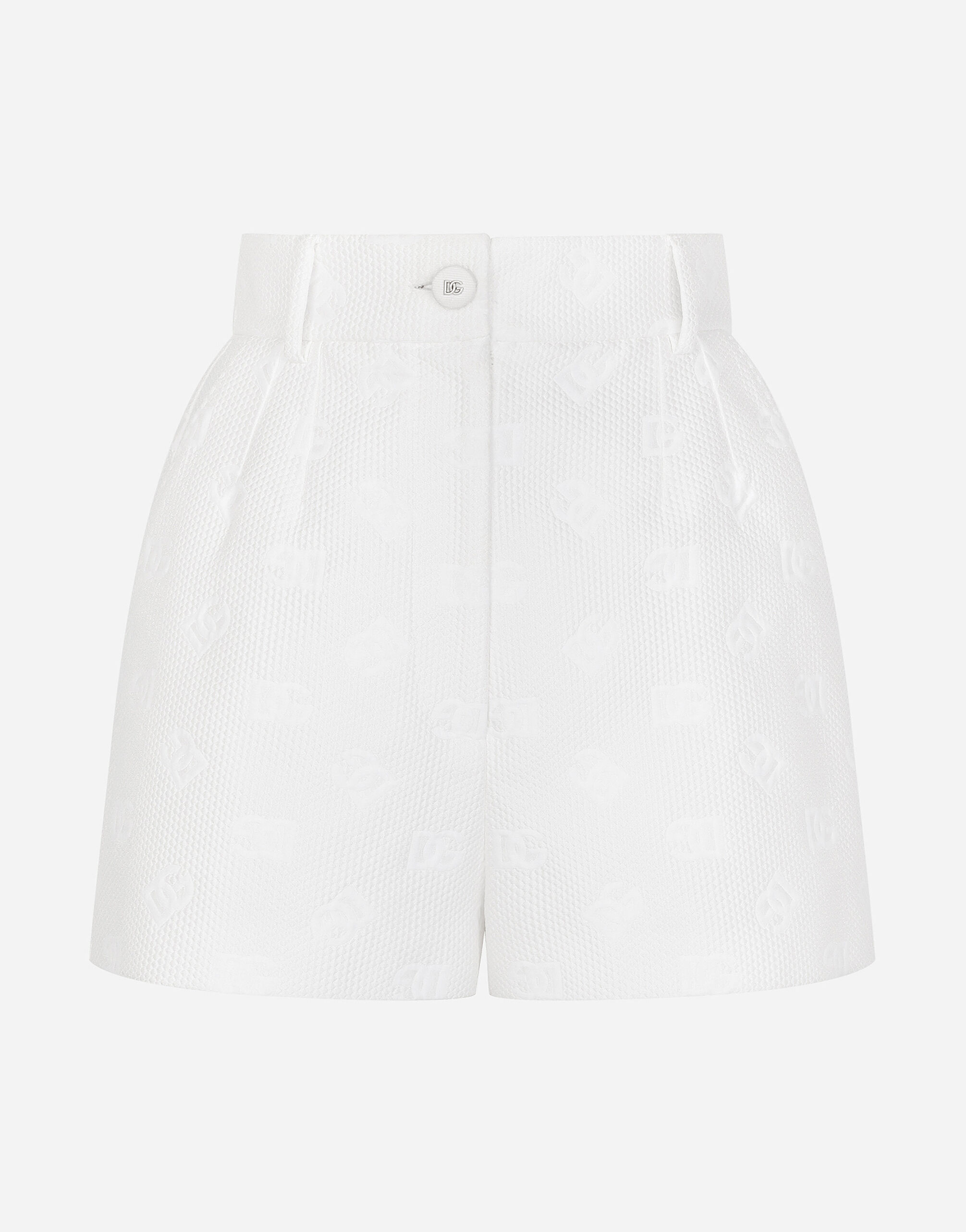 Dolce & Gabbana Jacquard shorts with all-over DG logo White FTC55TFJTBV