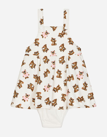 Dolce & Gabbana Kleid aus Interlock Print Baby Leo Mehrfarbig DK0065AC513