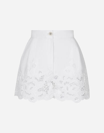 Dolce & Gabbana Shorts in cotone con ricamo cut out Bianco FTC5RZGDCJ0