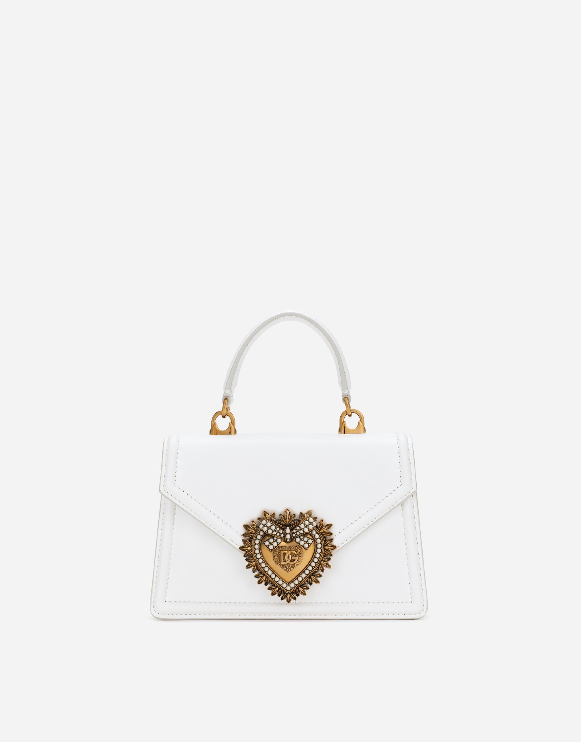 Dolce & Gabbana Kleine Devotion tasche aus glattem kalbsleder Gelb BB7158AW437
