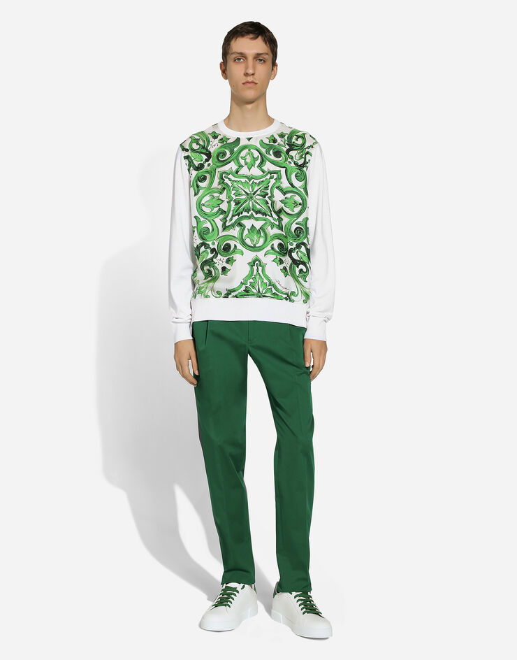 Dolce & Gabbana Pantalón de gabardina elástica Verde GY6UETGI130