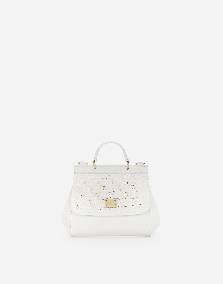 Dolce & Gabbana Sac Sicily en cuir de veau nappa avec travail au crochet Blanc EB0003AD693