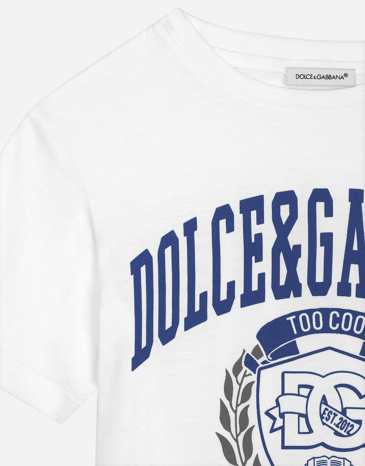 Dolce & Gabbana T-shirt in jersey con logo Dolce&Gabbana Bianco L4JTHUG7NUV