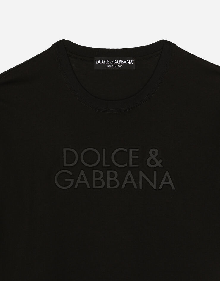 Dolce & Gabbana Cotton T-shirt with logo embroidery Black G8PN9ZG7NWN