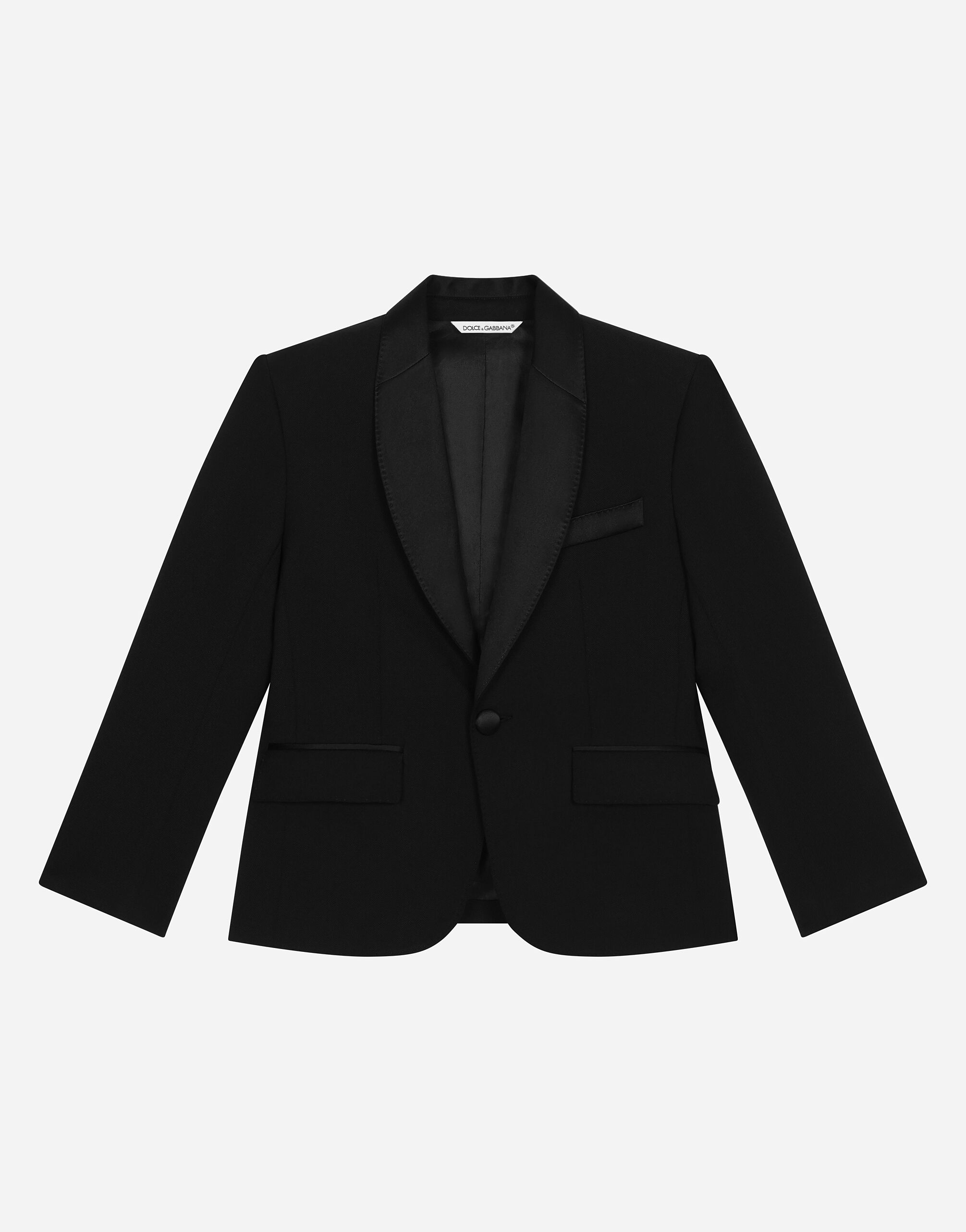 ${brand} Single-breasted wool jacket with duchesse details ${colorDescription} ${masterID}