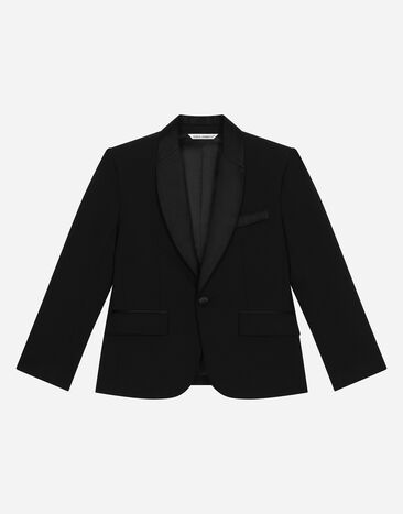 ${brand} Single-breasted wool jacket with duchesse details ${colorDescription} ${masterID}