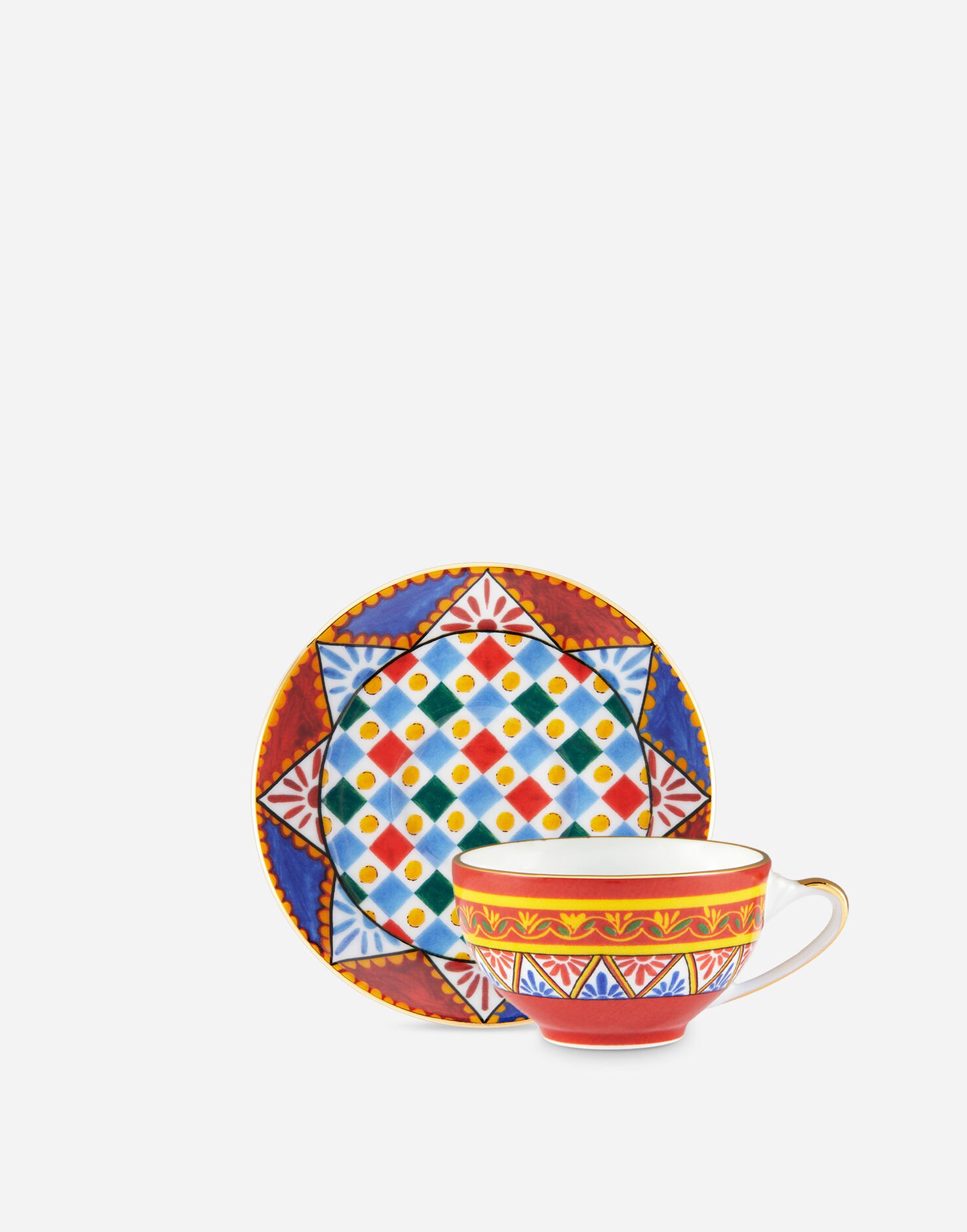 Dolce & Gabbana Tasse à Café avec Soucoupe en Porcelaine Multicolore TCK014TCAFM