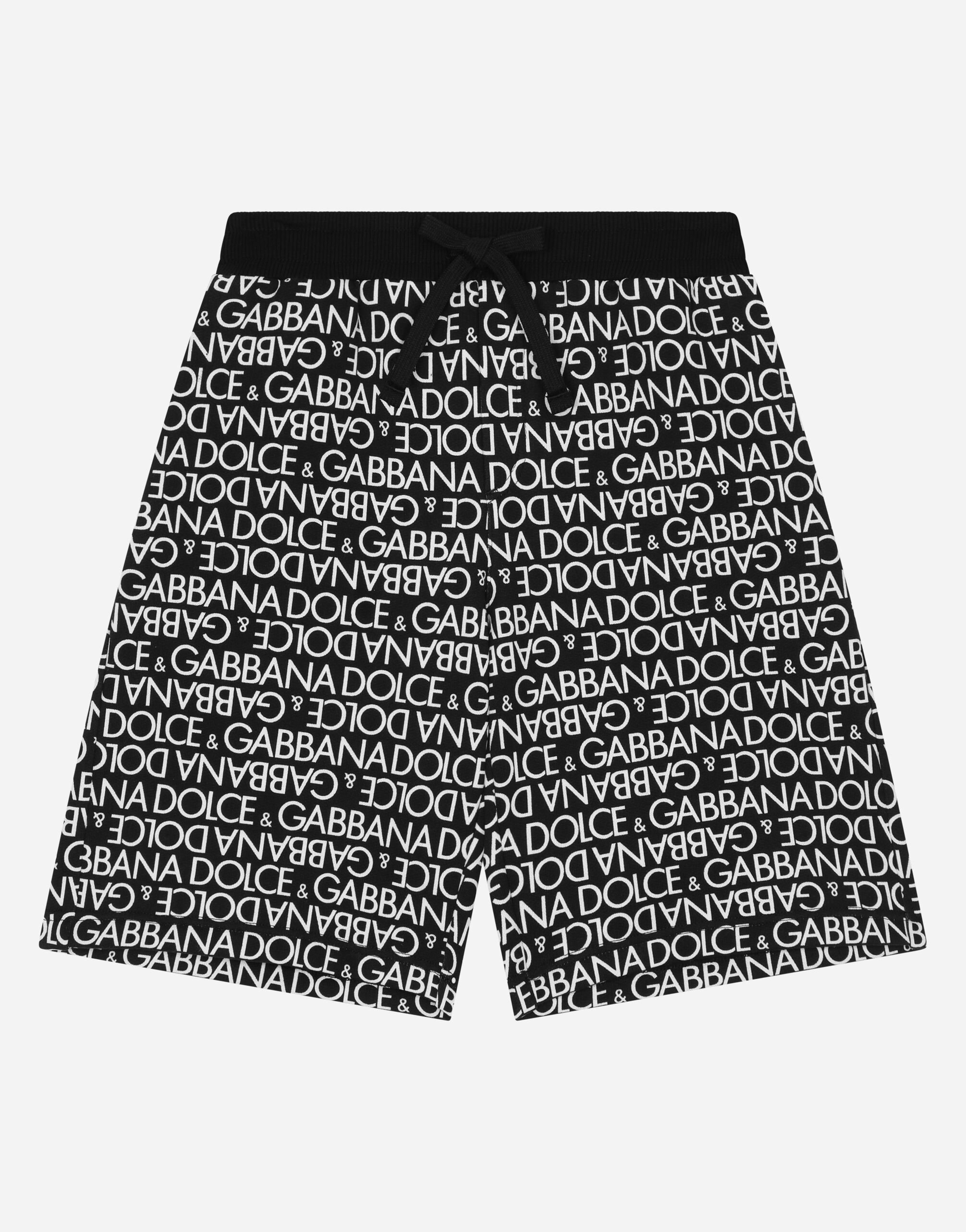 ${brand} Cotton jogging shorts with the all-over logo print ${colorDescription} ${masterID}