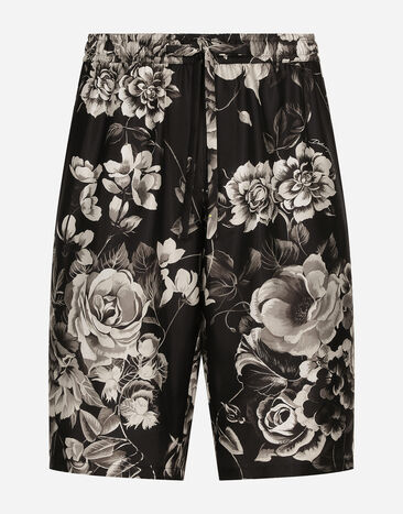 Dolce & Gabbana Floral-print silk vanity shorts Brown G2NZ2TFU5SW