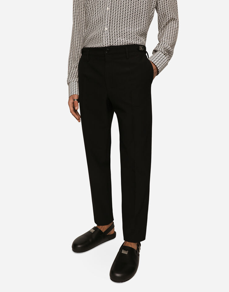 Dolce&Gabbana Pantalón de tejido técnico con logotipo DG de metal Negro GV8TETFUUCN