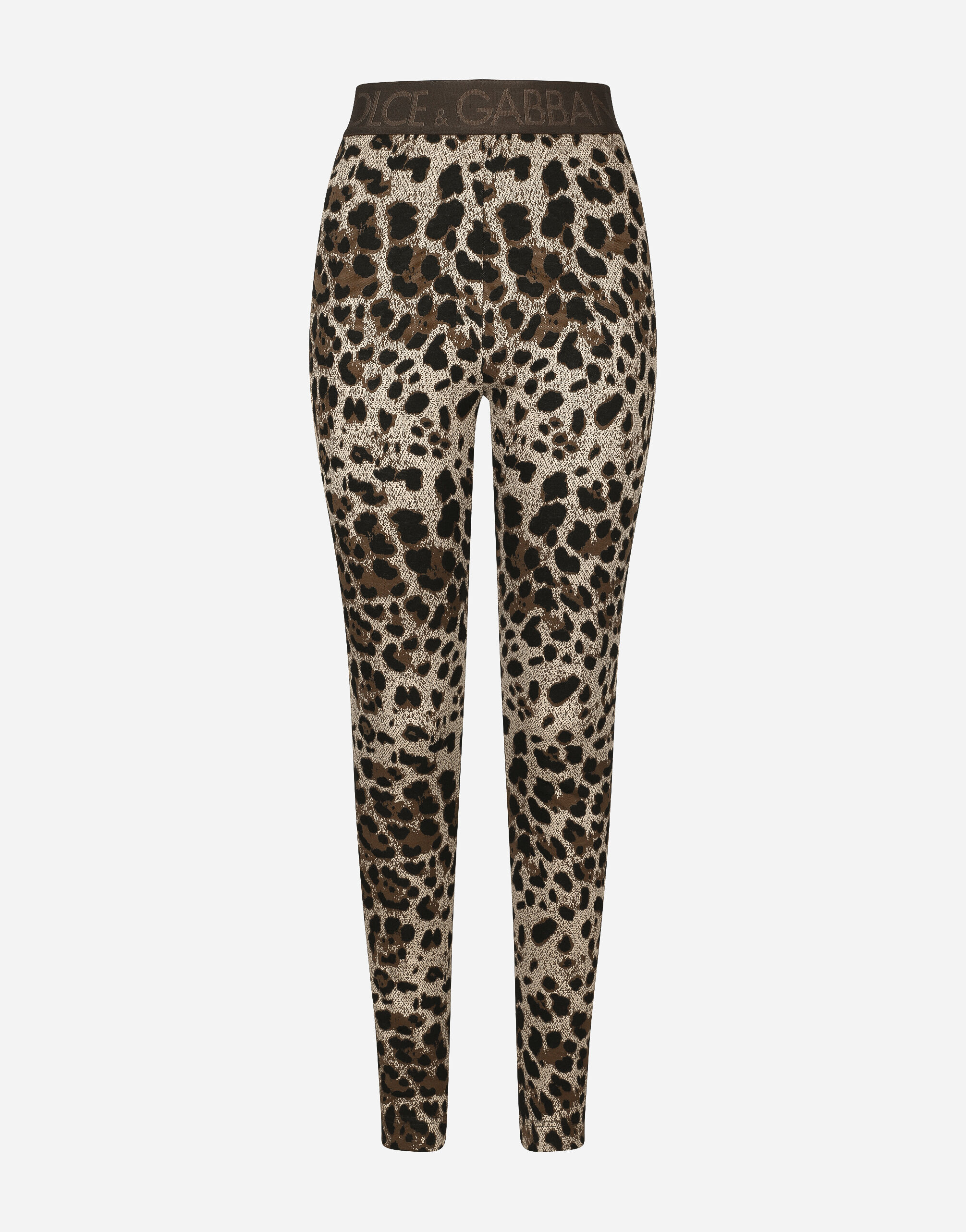 Jersey leggings with jacquard leopard design in Multicolor for