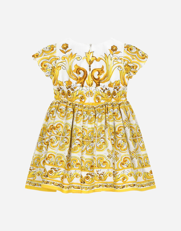 Dolce & Gabbana Kleid aus Popeline mit gelbem Majolika-Print Drucken L23DW9FI5JY