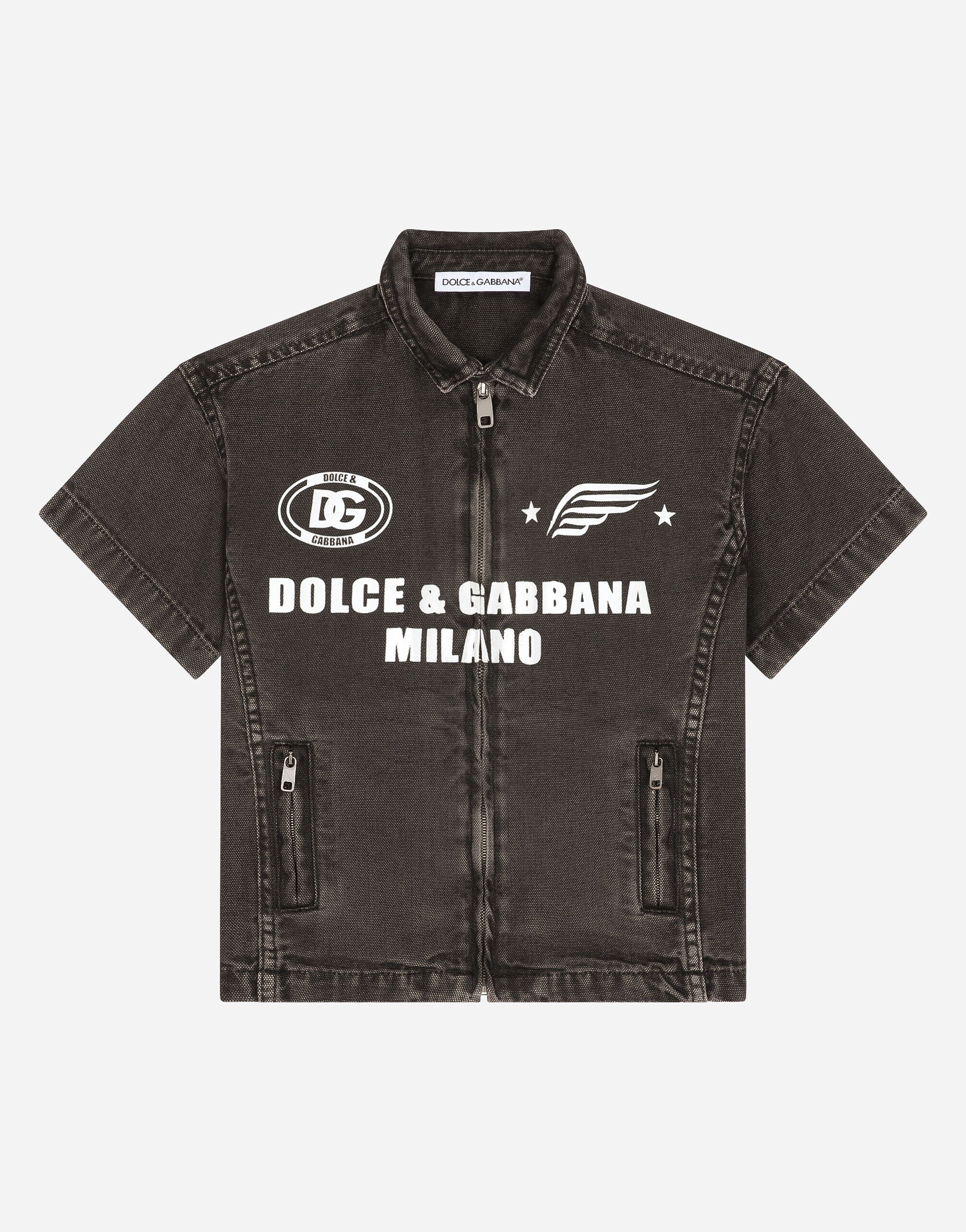 Dolce & Gabbana Canvas shirt with Dolce&Gabbana print Print L44S11HI1S6