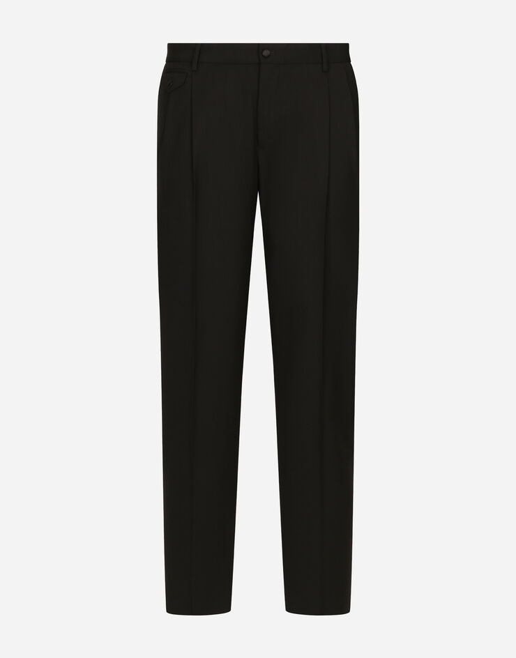 Dolce & Gabbana Pantalon classique en laine Noir GY6UETFU27J