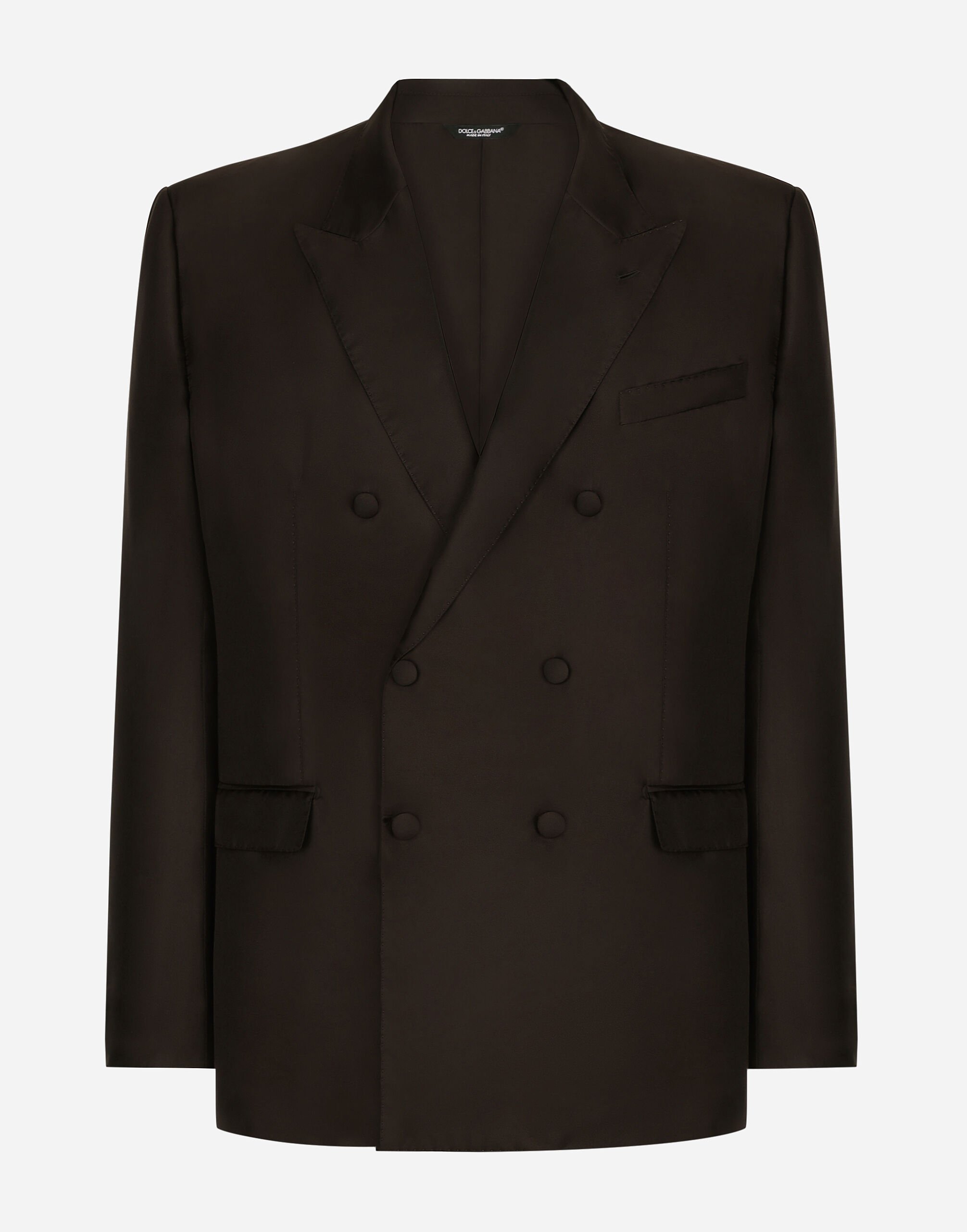 Dolce & Gabbana Double-breasted silk Taormina-fit jacket Black VG446FVP187
