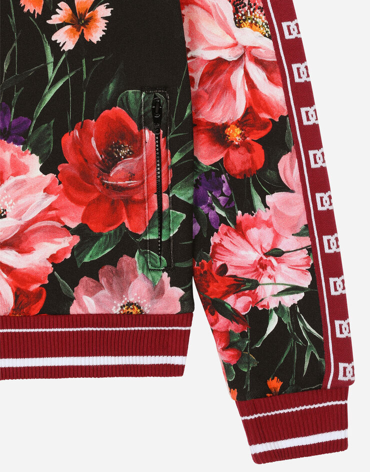 Dolce & Gabbana Sudadera de punto con estampado de flores sobre base negra Imprima L5JW7AHS7O4