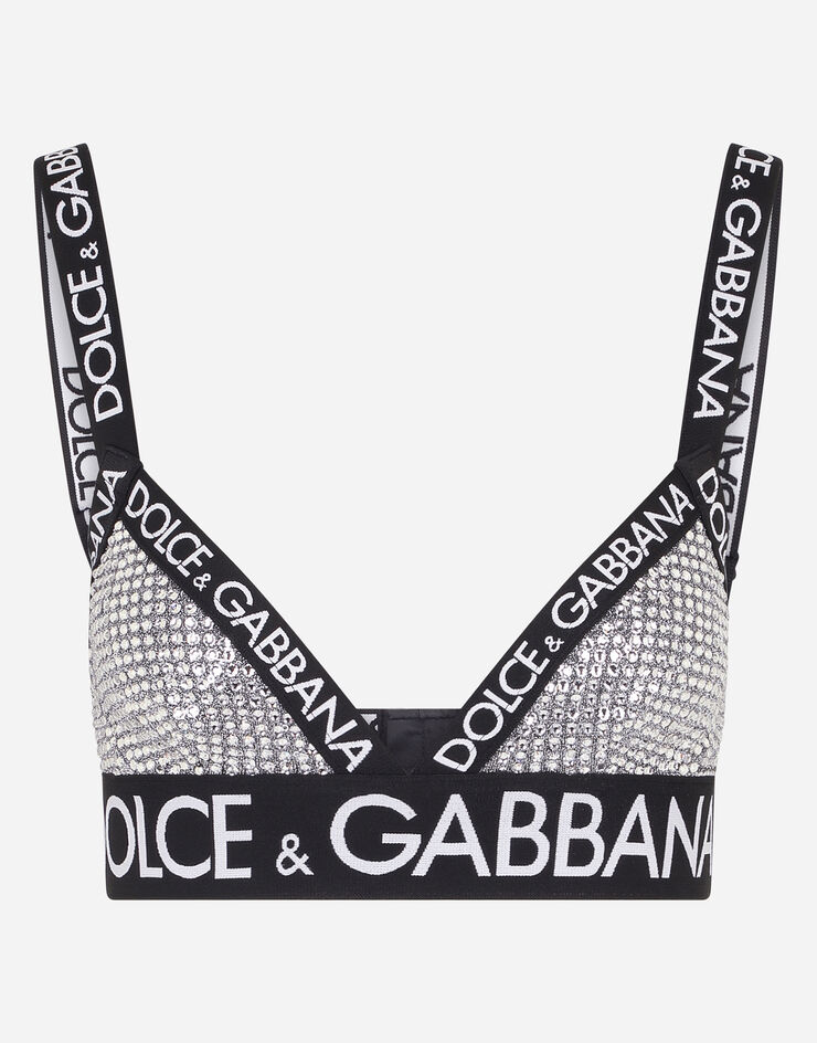 Crystal-embellished bra in silver - Dolce Gabbana