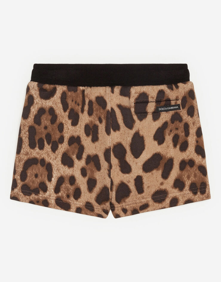 Jersey bermuda jogging shorts with leopard print