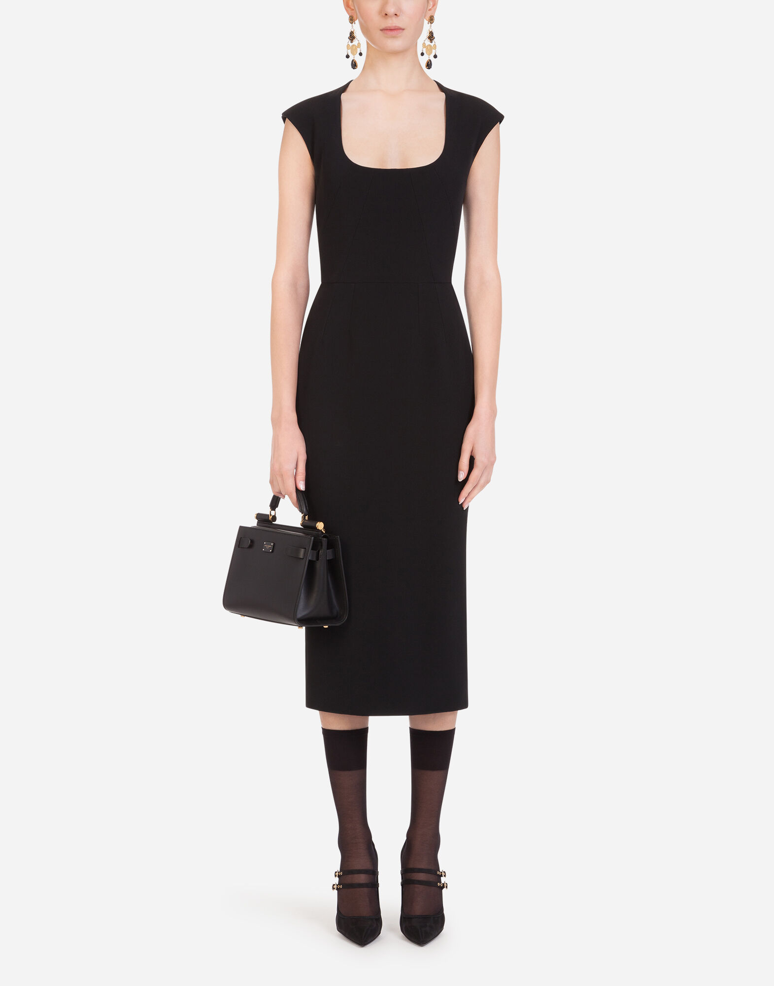 ブラックのウィメンズ Longuette dress in cady | Dolce&Gabbana®