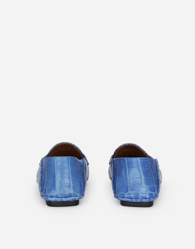 Dolce & Gabbana Drivers en cuir de veau imprimé croco Bleu A50583AS422