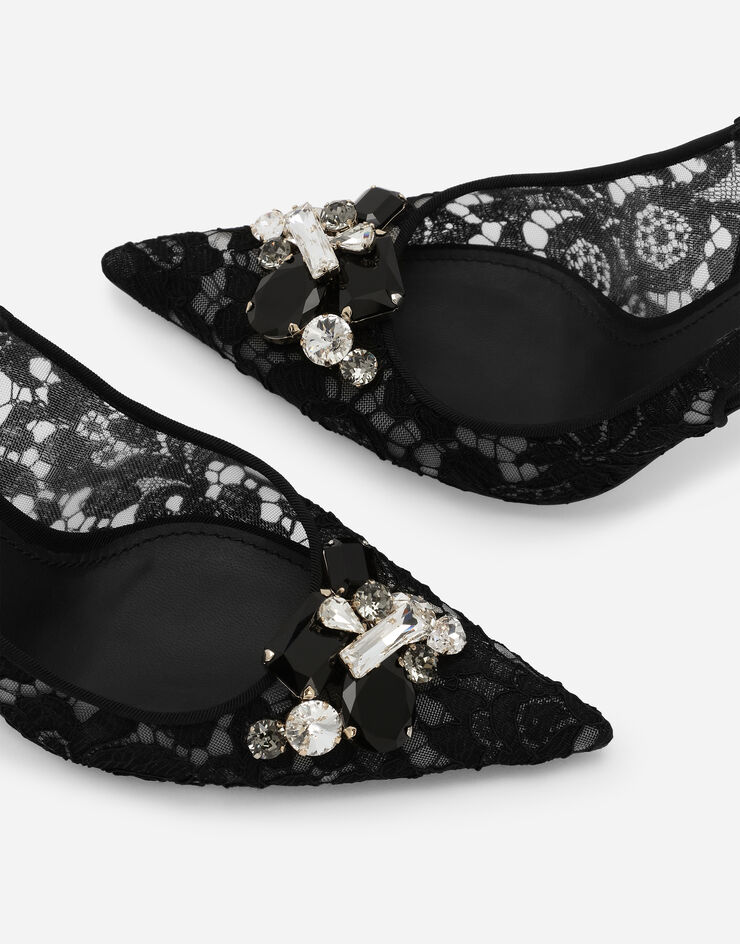 Dolce & Gabbana Rainbow lace slingbacks in lurex lace Black CG0712AQ074