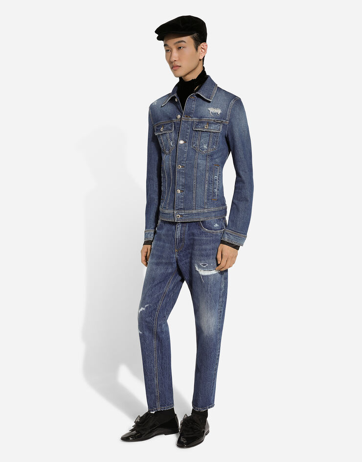 Dolce & Gabbana Jean loose en denim stretch Multicolore GYJDAZG8KE9