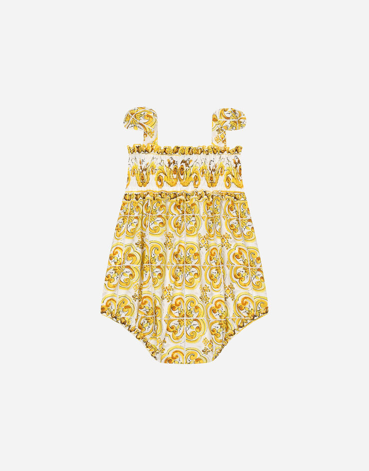 Dolce & Gabbana Pagliaccetto in popeline con stampa maiolica gialla Stampa L21O84G7EX8