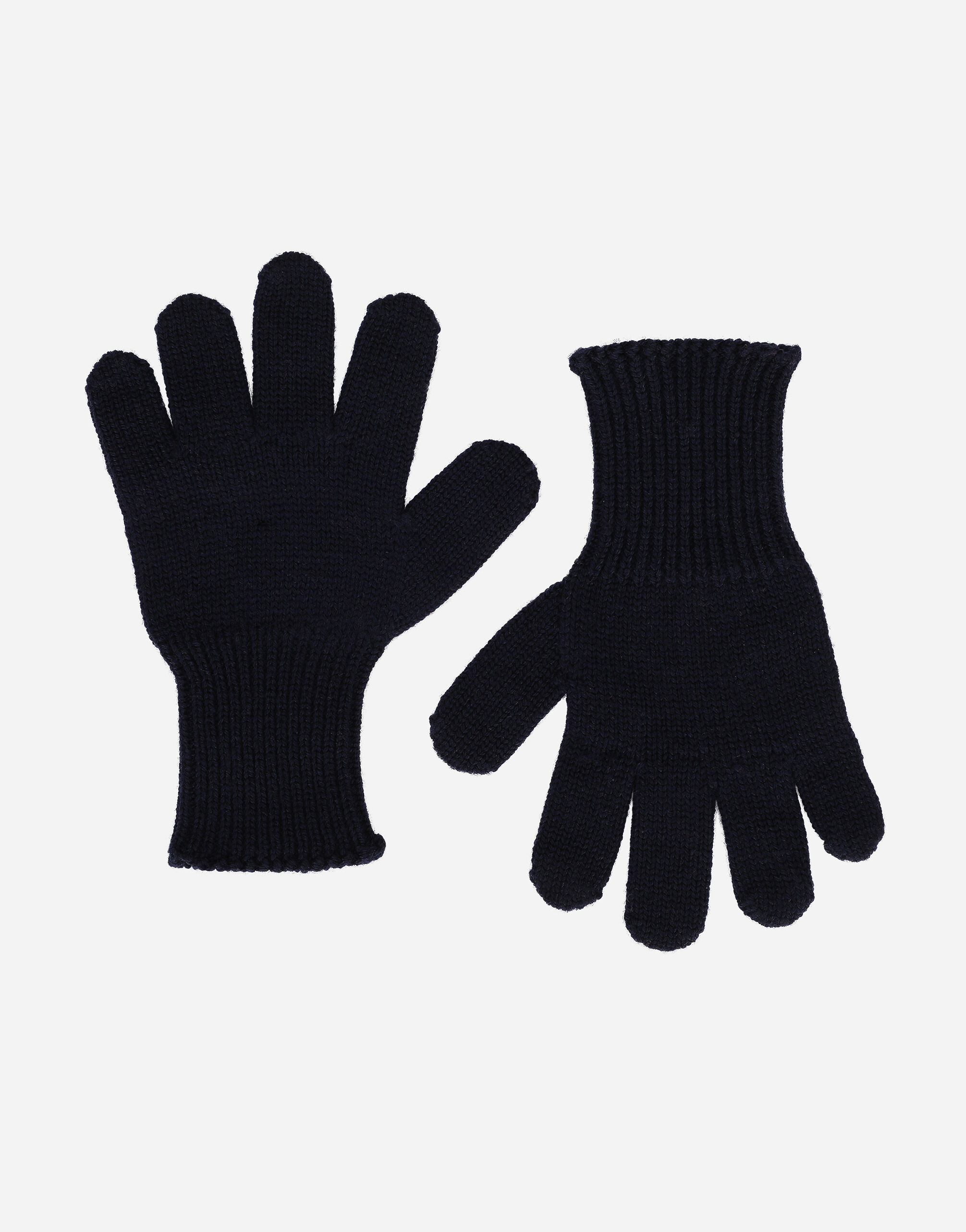ブルーのガールズ Ribbed knit gloves with logo embroidery 